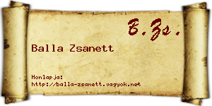 Balla Zsanett névjegykártya